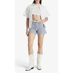 FRAME The Vintage Stripe Denim Shorts Women's Size 25 Blue Cotton 4" New $188